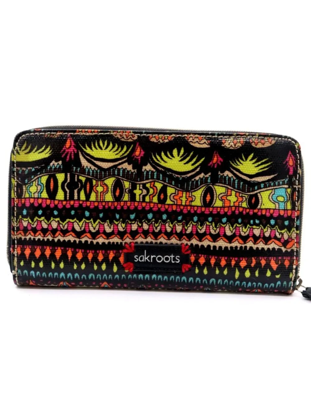 Sakroots Zip-around Clutch Wallet Embroidered Elephant Boho Multicolor Print